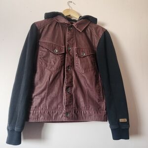 Volcom Electric Evolution Knuckles Hooded Jacket Y2K Skate Grunge Burgundy Small